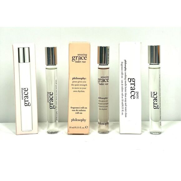 Philosophy Amazing Grace Ballet Rose Pure Grace Rollerball Perfume Set of 3 NIB - Picture 1 of 2